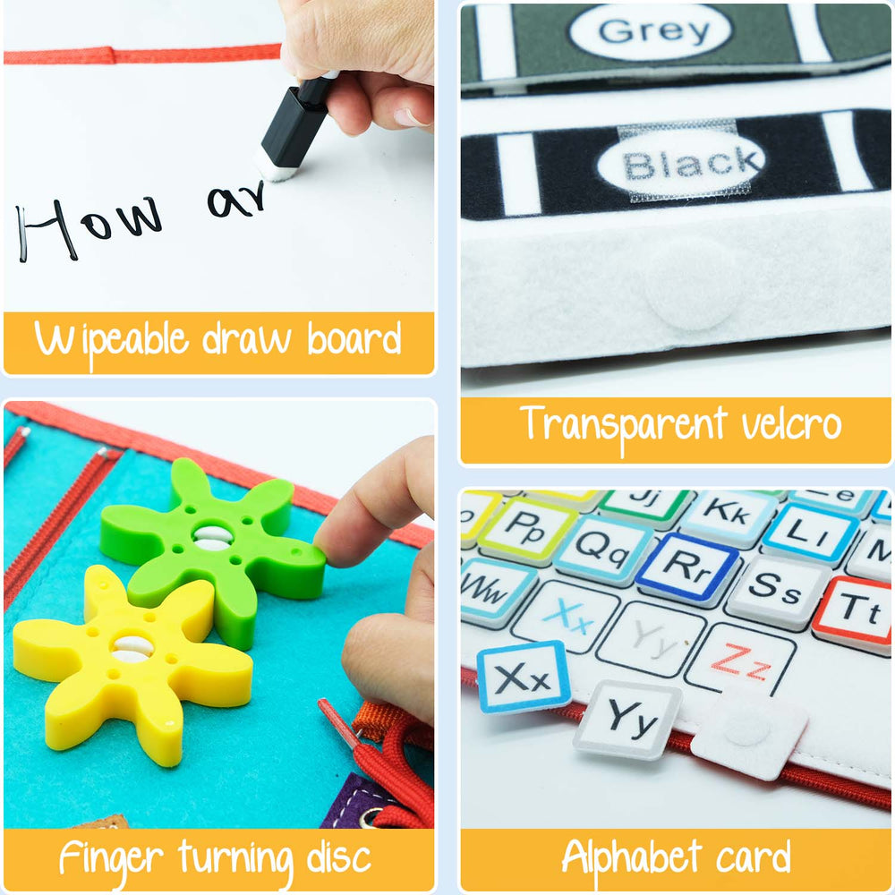 Montessori felt busy board dressing and fine motor skills toy for toddlers - view 2