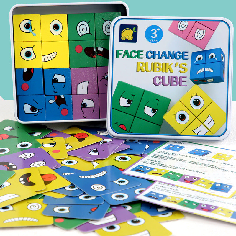 Wooden Montessori emoji face matching block puzzle game for kids - view 2