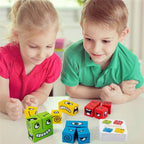 Wooden Montessori emoji face matching block puzzle game for kids