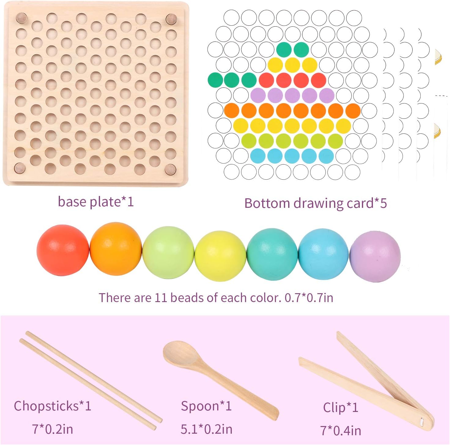 Wooden Montessori peg board color sorting and stacking toy for toddlers - view 6