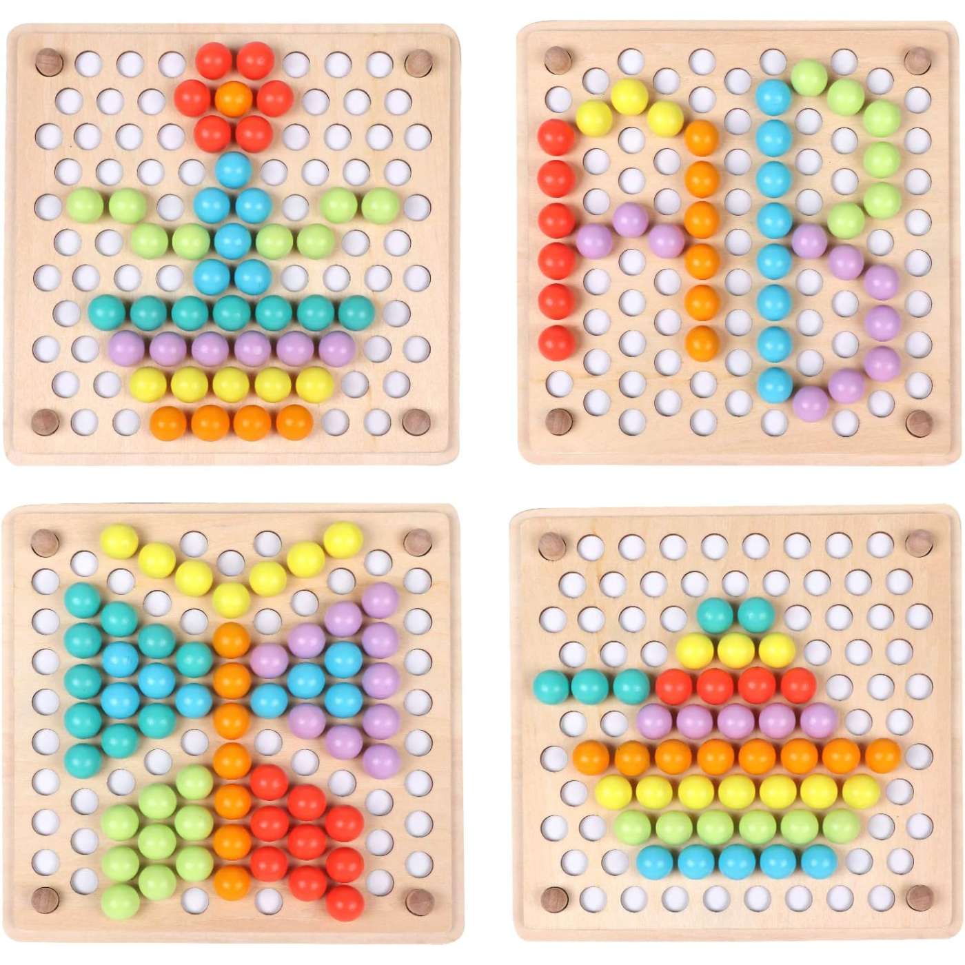 Wooden Montessori peg board color sorting and stacking toy for toddlers - view 2