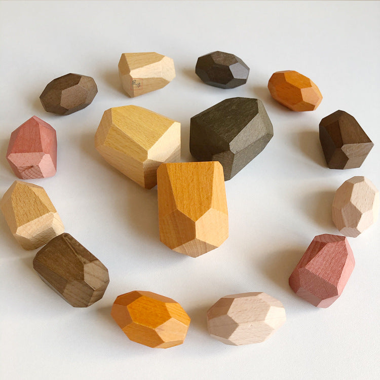 Colored wooden stacking stones balancing blocks game for kids - view 4