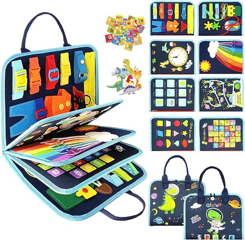 Navy space five-page felt busy board with early maths and matching activities