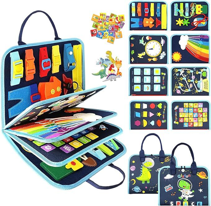 Navy space five-page felt busy board with early maths and matching activities